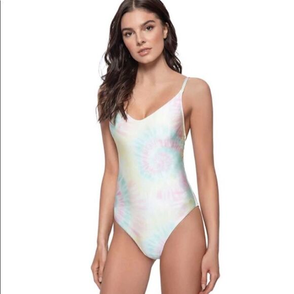 PQ Swim Anthropologie Utopia Aphrodite Tie Dye One Piece Swimsuit L - Picture 1 of 10
